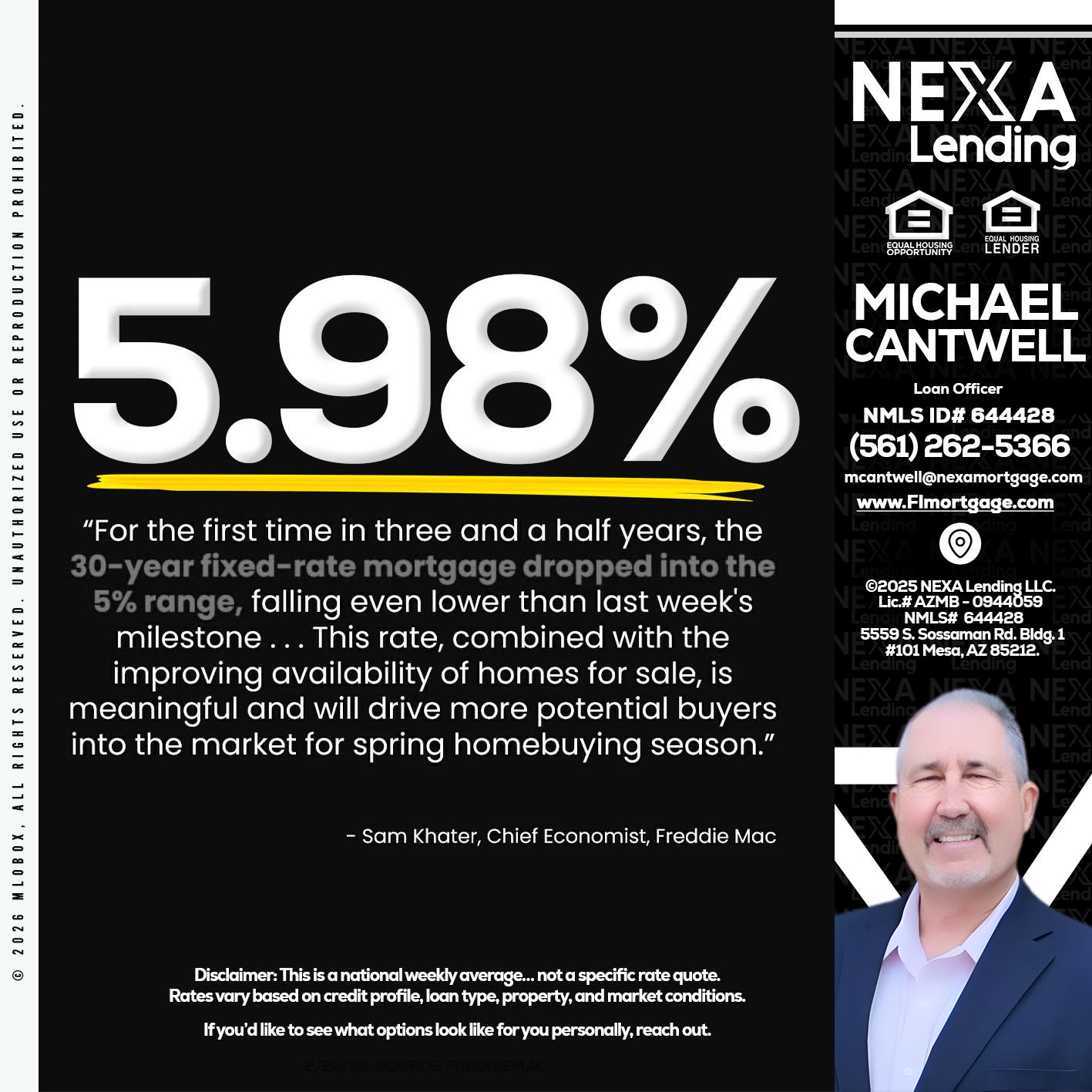 5.98% - Michael Cantwell -Loan Officer