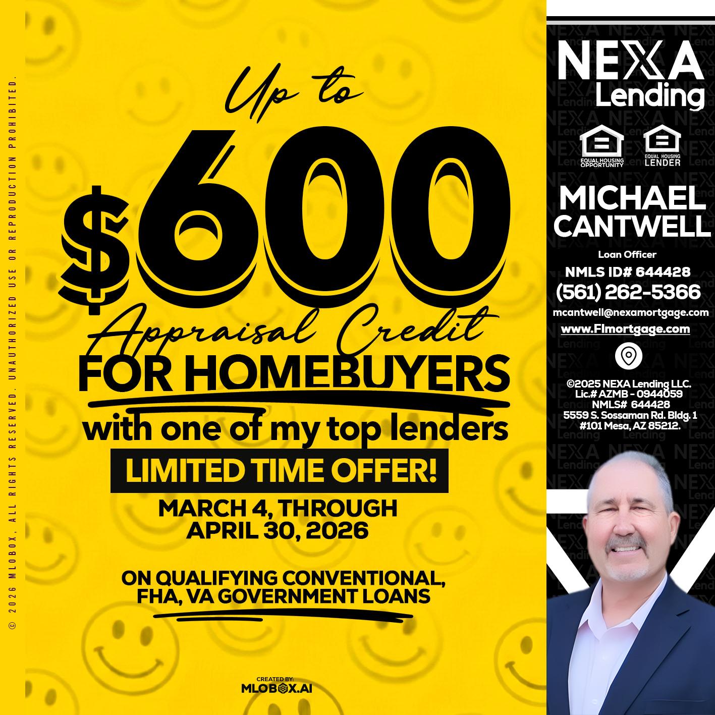 UP TO 600 - Michael Cantwell -Loan Officer