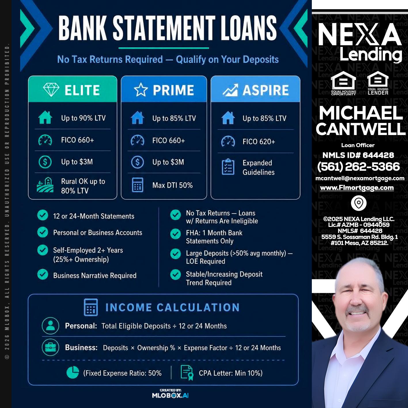 BANK STATEMENT - Michael Cantwell -Loan Officer
